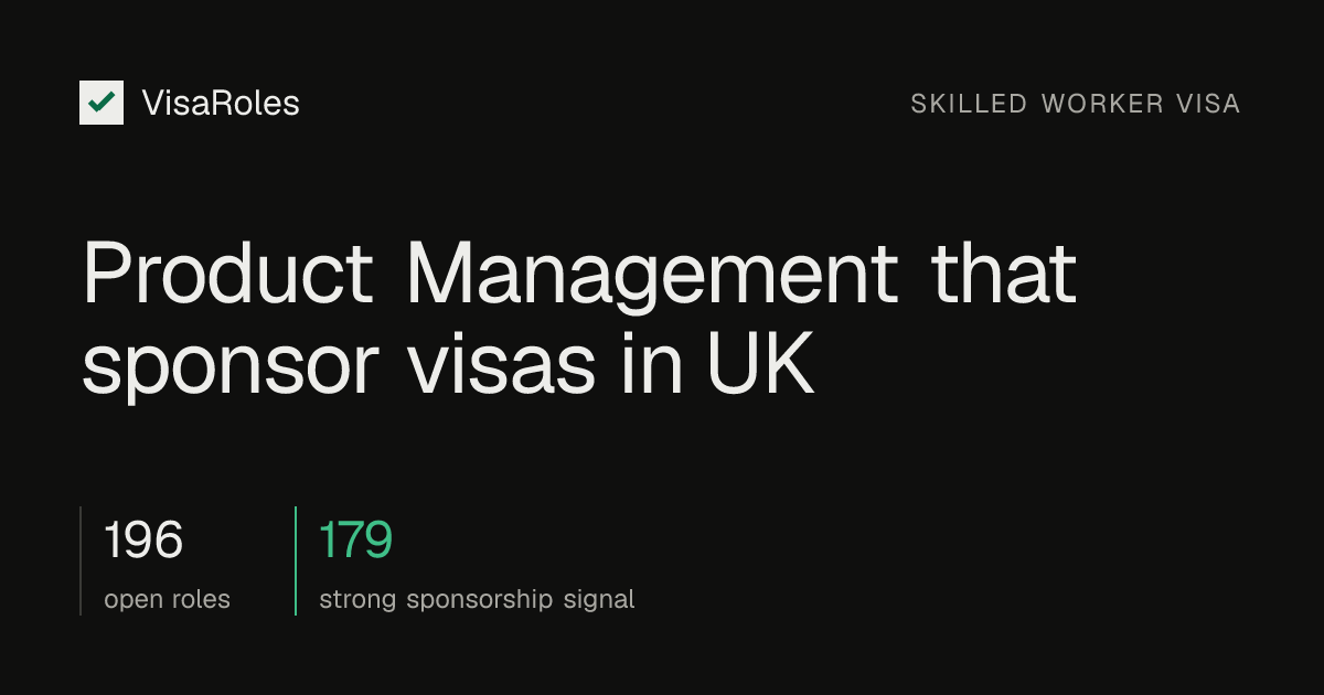 Product Manager Jobs with Visa Sponsorship in the UK · VisaRoles